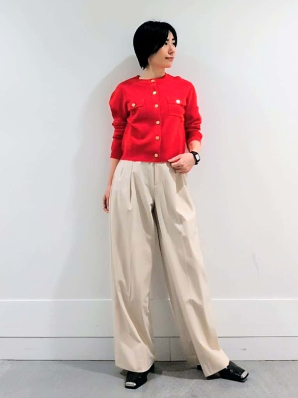 ミズタさんの「UNTITLED｜【洗える/ウエスト後ろゴム】ウール混　タックワイドパンツ」を使ったコーディネート