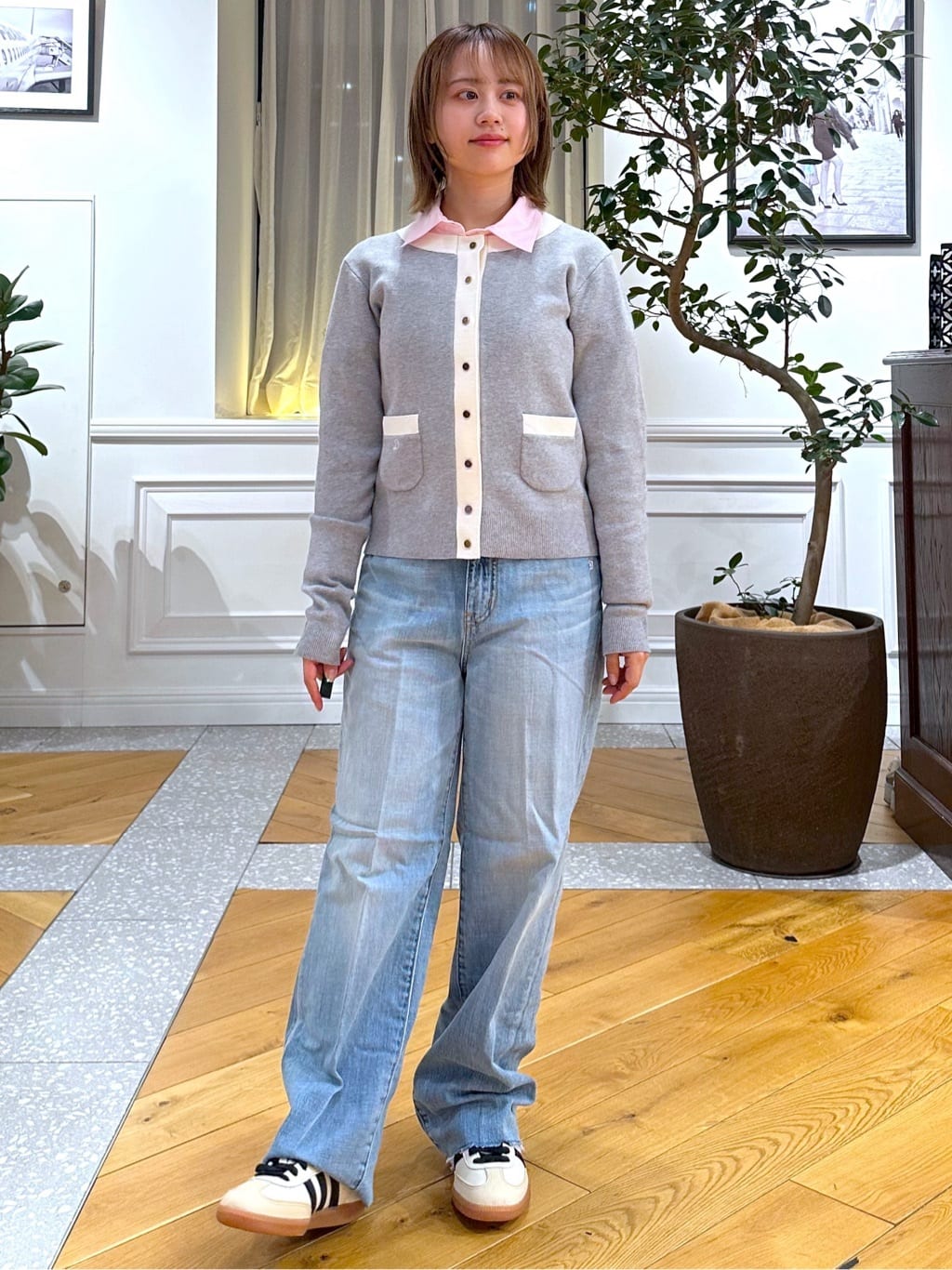 なべこさんの「DRESSTERIOR｜◆ウォッシャブル コットンカシミヤ コンビカーデ」を使ったコーディネート