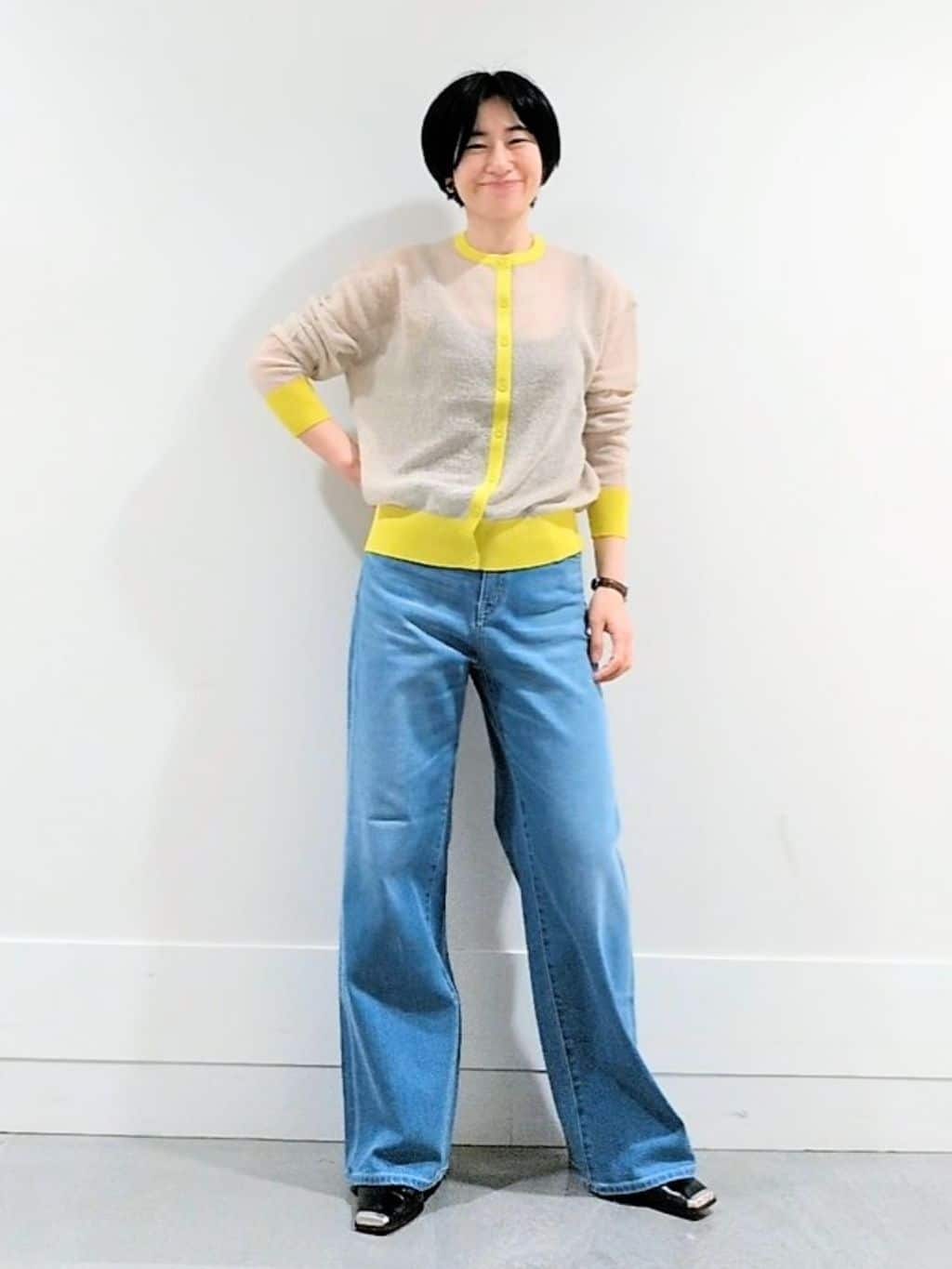 ミズタさんの「UNTITLED｜【洗える】シアーニットカーディガン」を使ったコーディネート