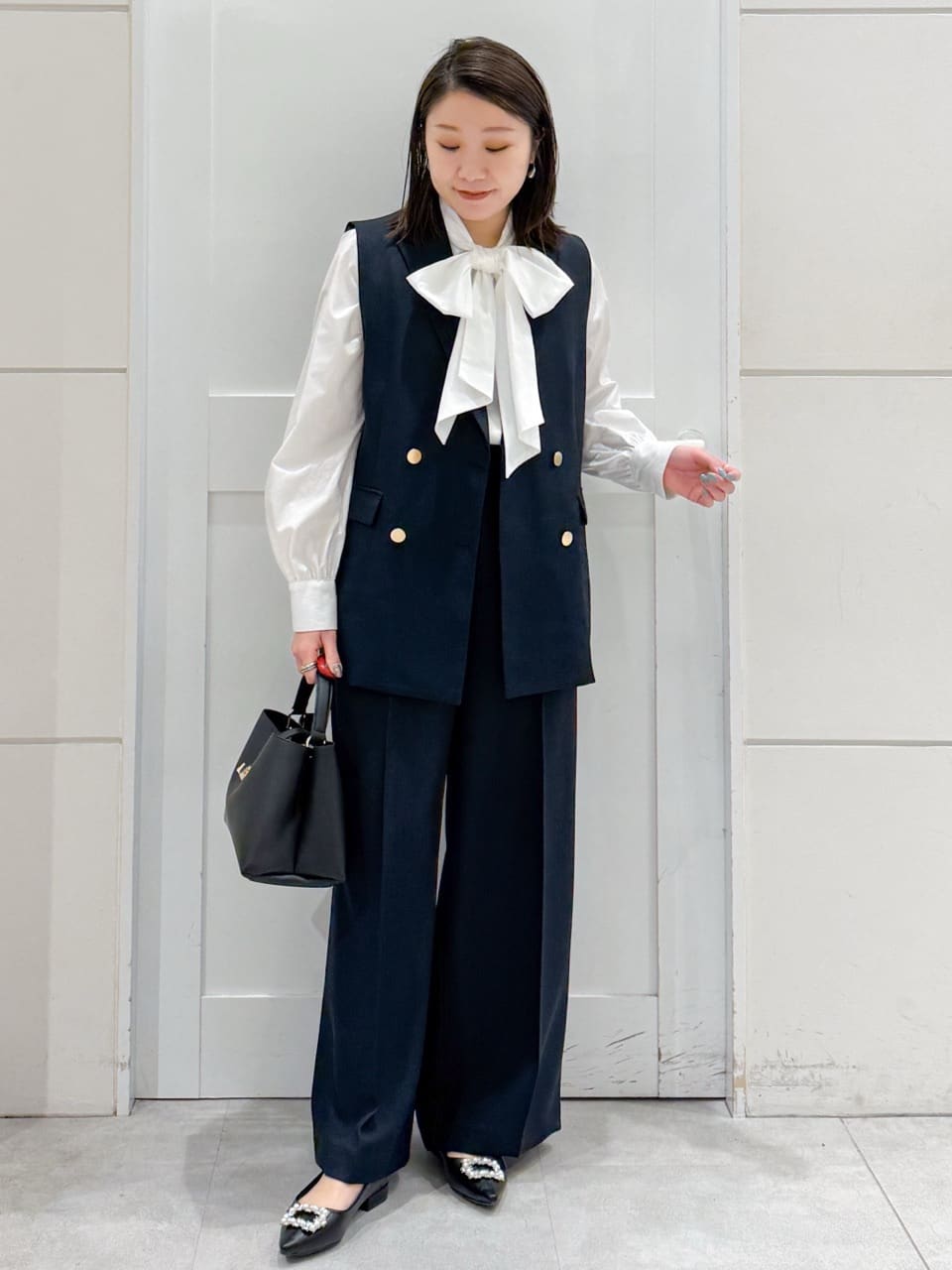 yuka.aさんの「OPAQUE.CLIP｜《通勤対応》ボウタイシャツブラウス【洗濯機OK】」を使ったコーディネート