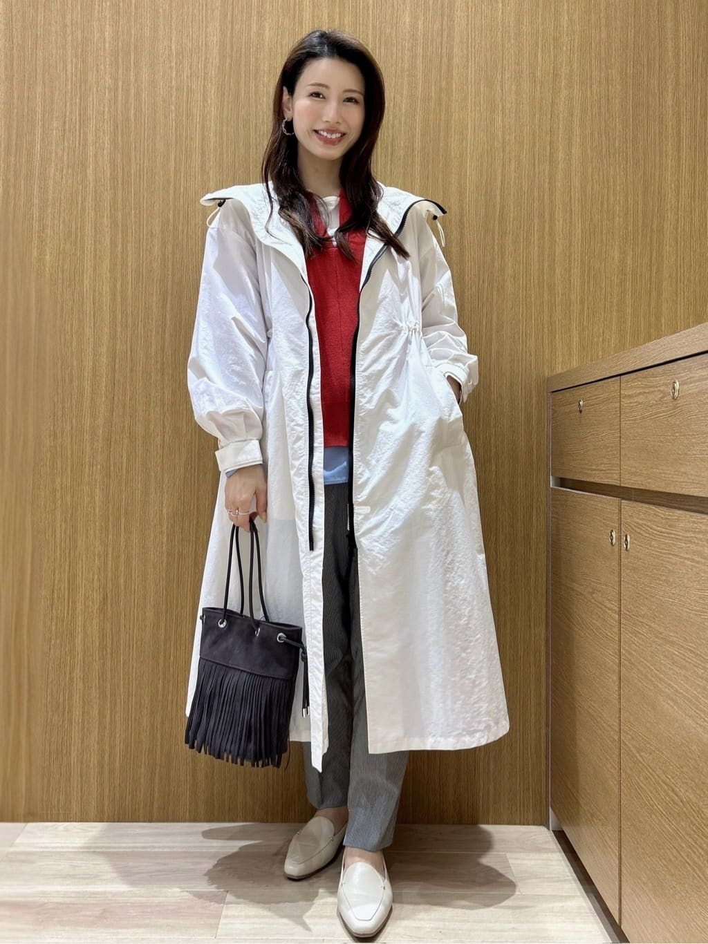 maiさんの「OPAQUE.CLIP｜撥水フードZIPロングコート【洗濯機OK】」を使ったコーディネート