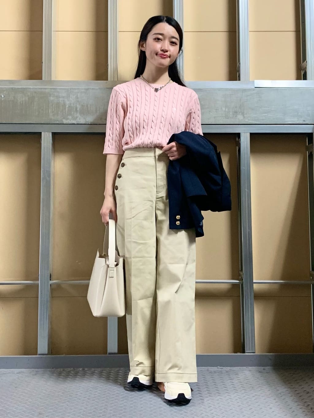 sahoさんの「THE SHOP TK｜【POLO BCS 別注】5分袖ケーブルニット」を使ったコーディネート