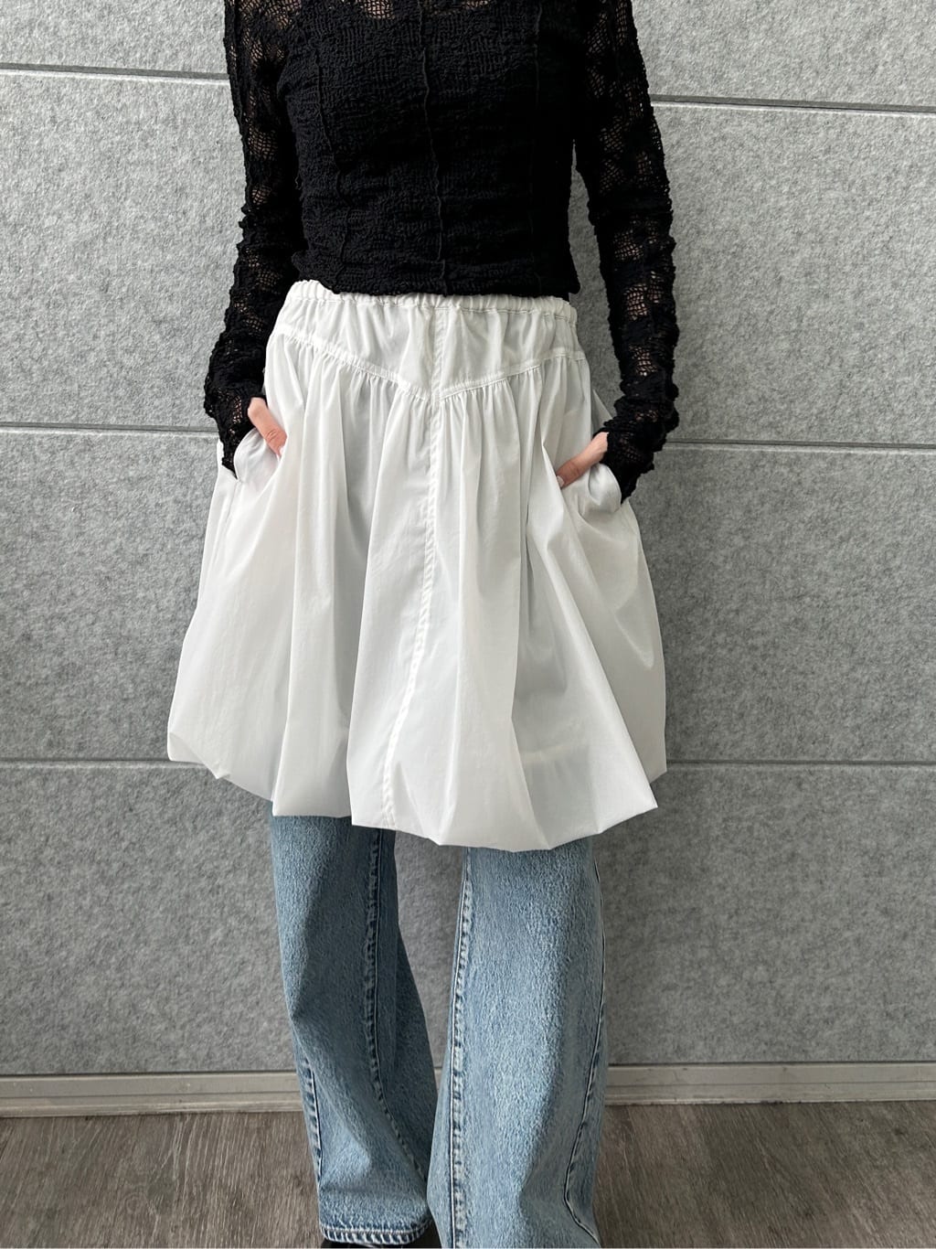 harunaさんの「CODE A｜balloon easy skirt」を使ったコーディネート