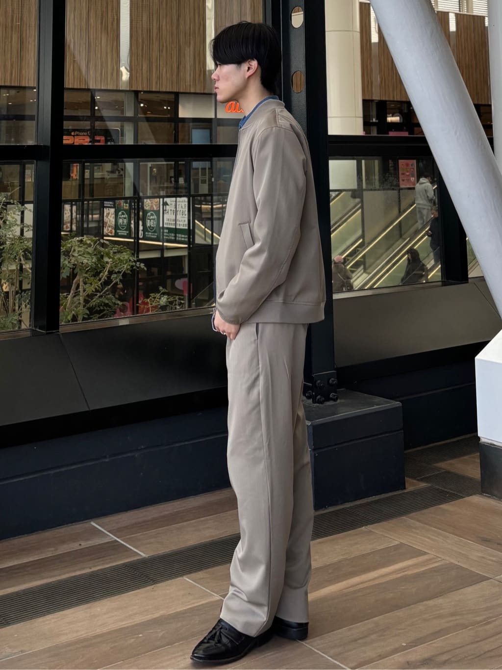 うらしーさんの「THE SHOP TK｜FLEX LINE ストレッチリブブルゾン　ストレッチ/防シワ/マシンウォッシャブル/セットアップ可」を使ったコーディネート