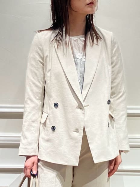 TSUKUIさんの「DRESSTERIOR｜【セットアップ可/吸水速乾/ウォッシャブル】リネンブレンドオックスダブルジャケット」を使ったコーディネート
