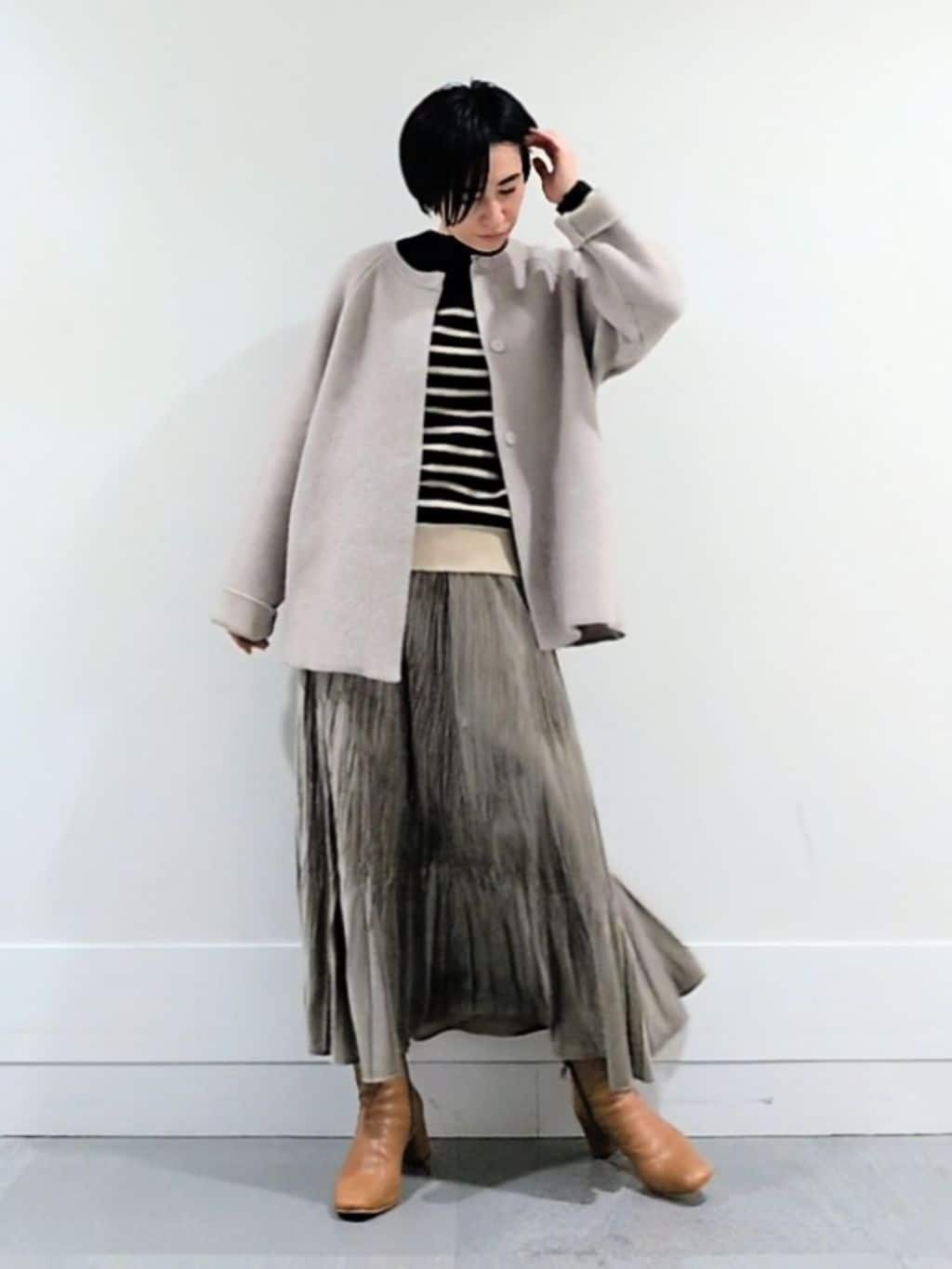 ミズタさんの「UNTITLED｜【軽アウター/ミドル丈】ウールニットコーディガン」を使ったコーディネート