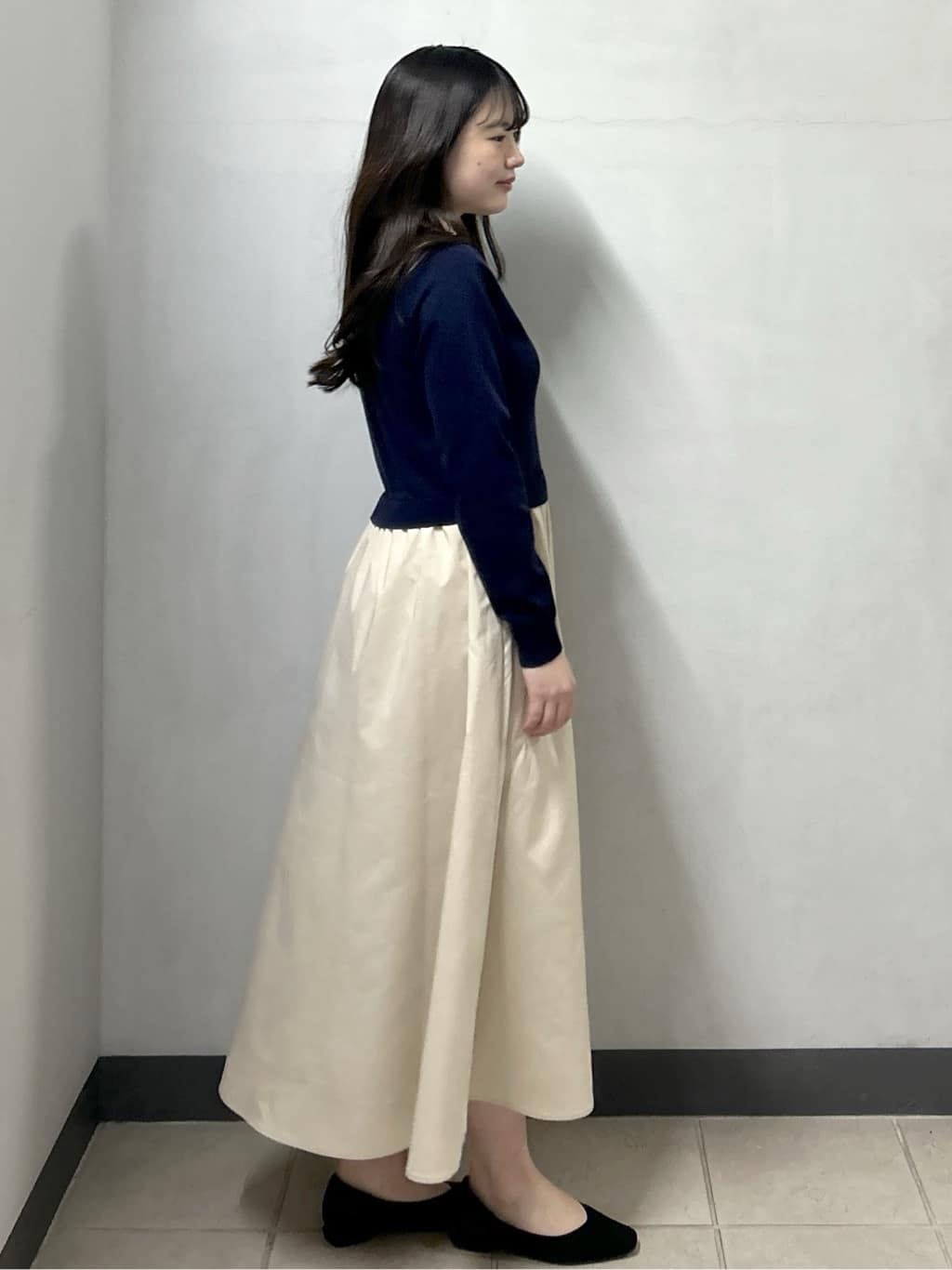 sayaさんの「OPAQUE.CLIP｜ダブルポロ衿ニットドッキングワンピース【洗濯機OK】」を使ったコーディネート