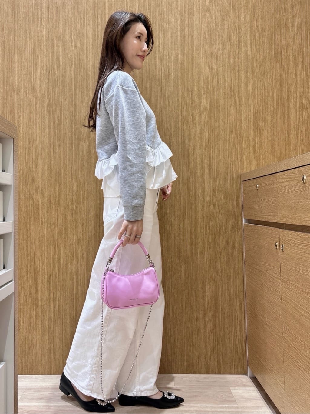 maiさんの「OPAQUE.CLIP｜裾フリルドッキングトップス【洗濯機OK】」を使ったコーディネート