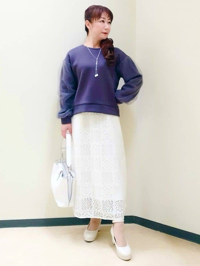 花さんの「Reflect｜チュールレイヤードスリーブプルオーバー」を使ったコーディネート