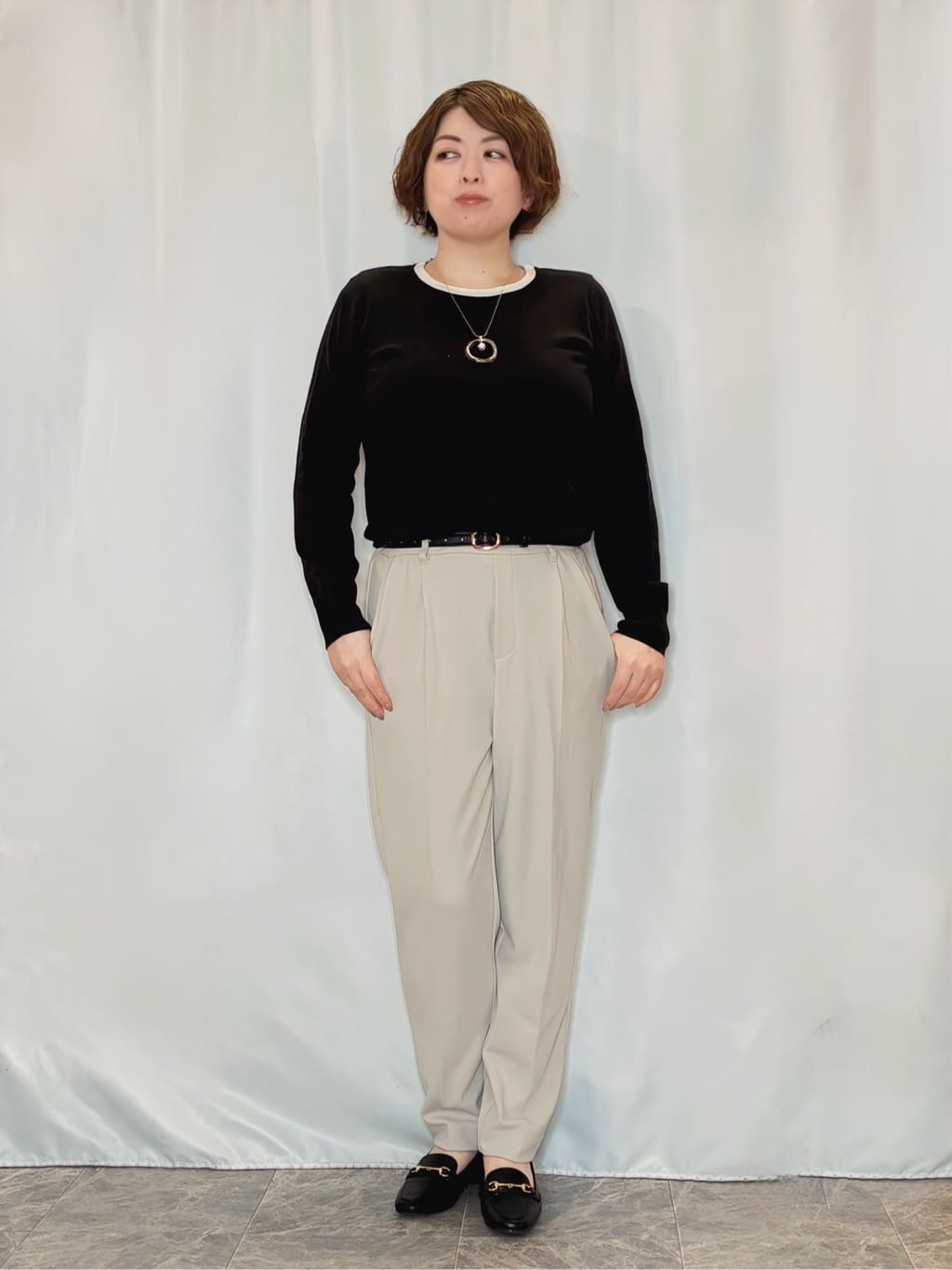 たみさんの「SHOO･LA･RUE｜【洗濯機可/S-LL/アンサンブル可】結局、シンプル クルーネックニット」を使ったコーディネート