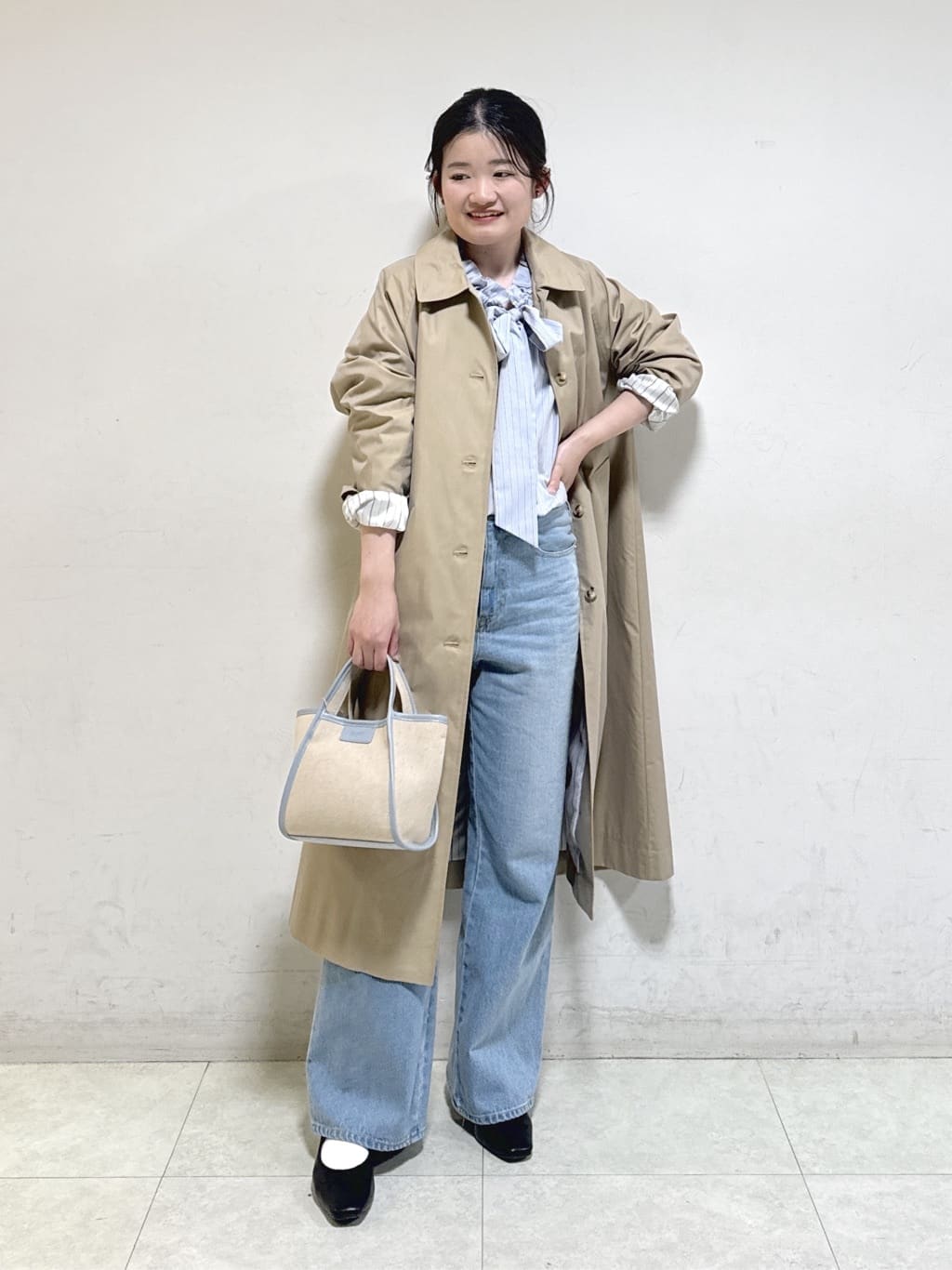 Harunaさんの「Dessin｜シャンブレースプリングコート」を使ったコーディネート
