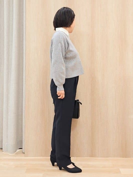 ふるさんの「grove｜きれい見えとイージーな着心地を両立した、ウエストシャーリング ワイドパンツ」を使ったコーディネート