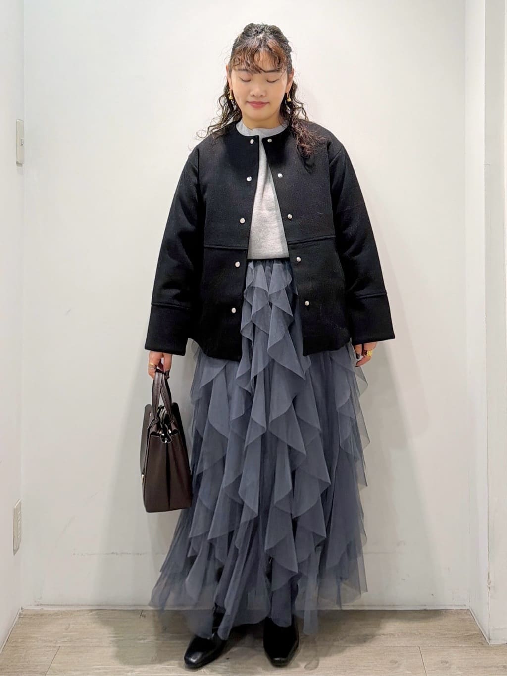 sumicaさんの「OPAQUE.CLIP｜ウールライクメルトンノーカラーコート【洗濯機洗い可】」を使ったコーディネート