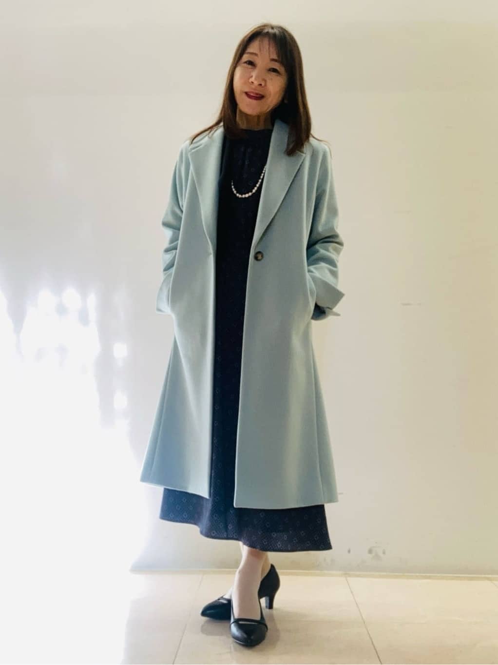 kurodaさんの「Reflect｜【きちんと見え／通勤／セレモニーにおすすめ◎】ドット&times;ダイヤ柄ワンピース」を使ったコーディネート