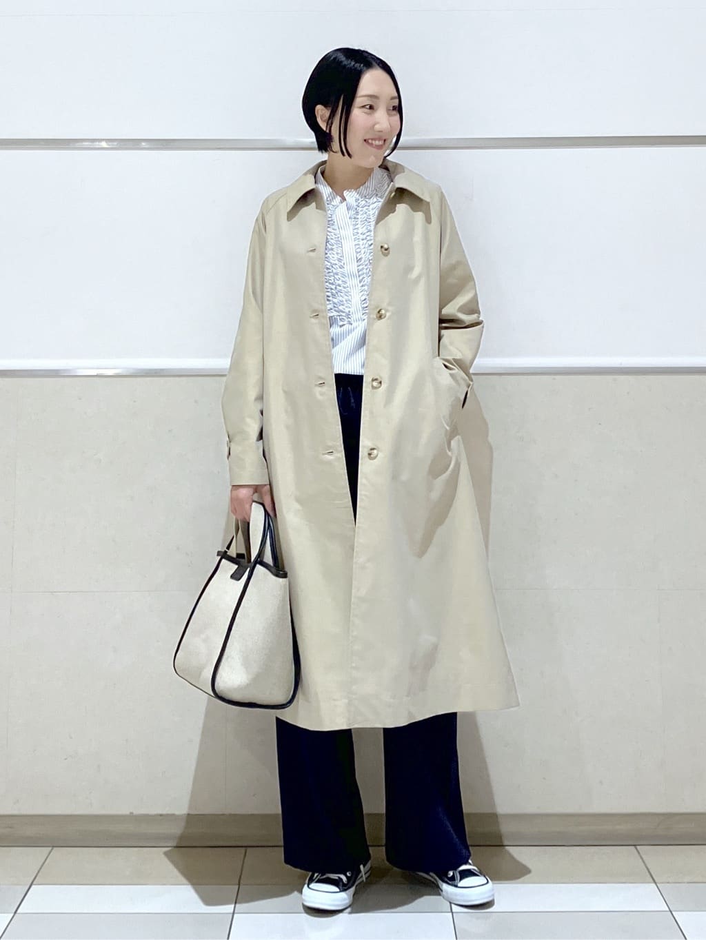eriko さんの「Dessin｜シャンブレースプリングコート」を使ったコーディネート