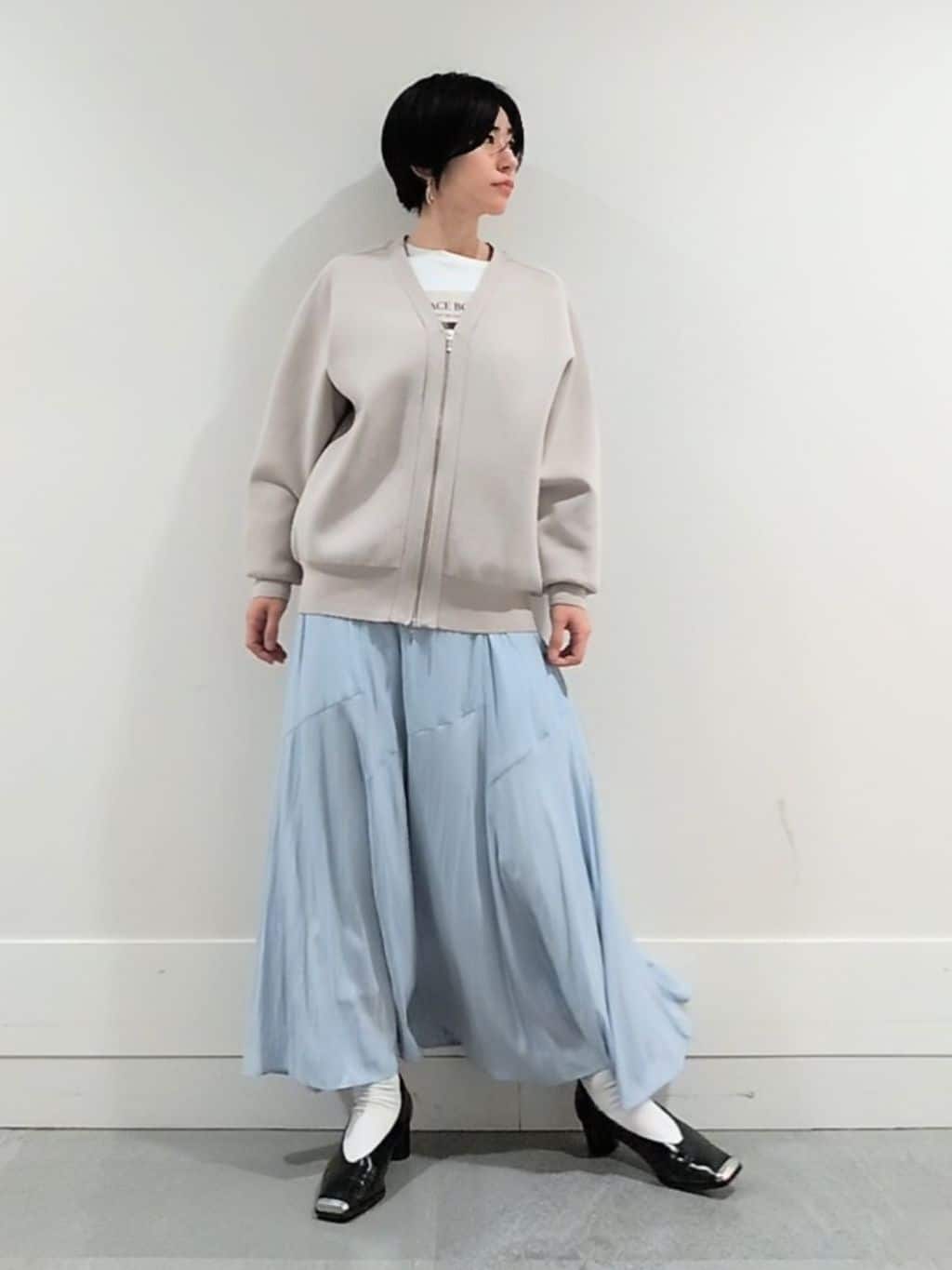 ミズタさんの「UNTITLED｜◆【洗える/後ろウエストゴム】ロングスカート」を使ったコーディネート