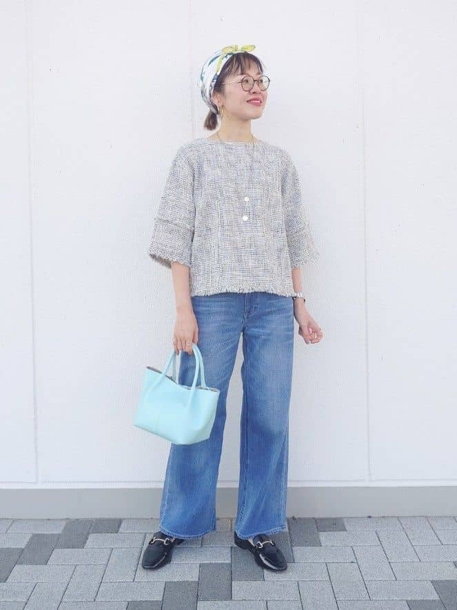 MUTSUKOさんの「UNTITLED｜◆【洗える】ツイードドルマンブラウス」を使ったコーディネート