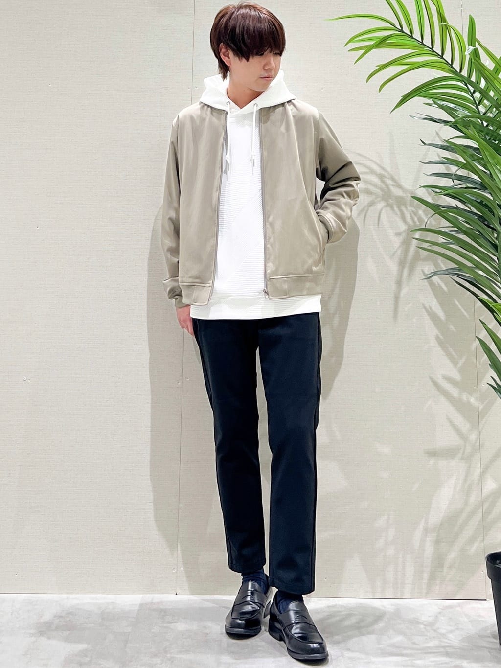 SHI-MAさんの「THE SHOP TK｜FLEX LINE ストレッチリブブルゾン　ストレッチ/防シワ/マシンウォッシャブル/セットアップ可」を使ったコーディネート