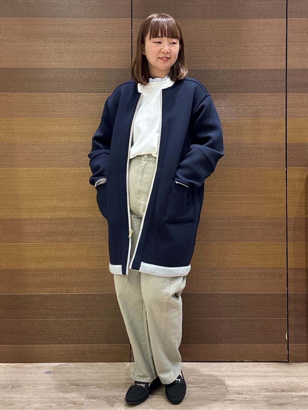 yumeさんの「OPAQUE.CLIP｜リバーシブル配色ノーカラーコート【洗濯機OK】」を使ったコーディネート