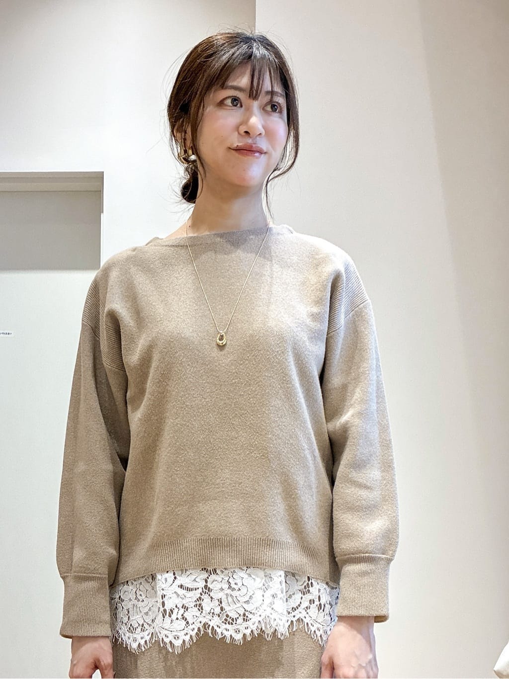 もんちゃんさんの「OPAQUE.CLIP｜サイド編地切替ニットトップス／セットアップ対応【洗濯機OK】」を使ったコーディネート