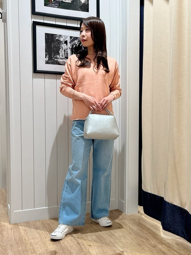 mihoさんの「Dessin｜【洗える】ミドルゲージボートネックカラーニット」を使ったコーディネート