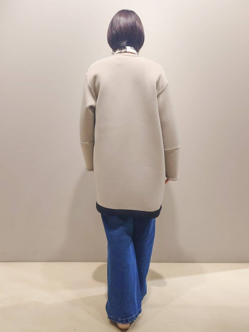 me：)さんの「OPAQUE.CLIP｜リバーシブル配色ノーカラーコート【洗濯機OK】」を使ったコーディネート