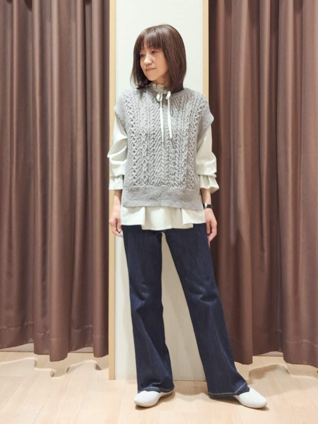 ウタさんの「grove｜【マシンウォッシュ／防シワ/SS-3L】ストレッチノーカラージャケット」を使ったコーディネート