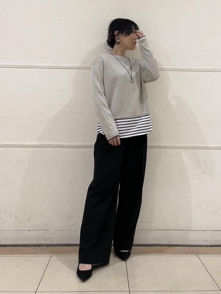 watanabeさんの「UNTITLED｜【洗える/レイヤードTシャツ】ラウンドテールジャージプルオーバー」を使ったコーディネート