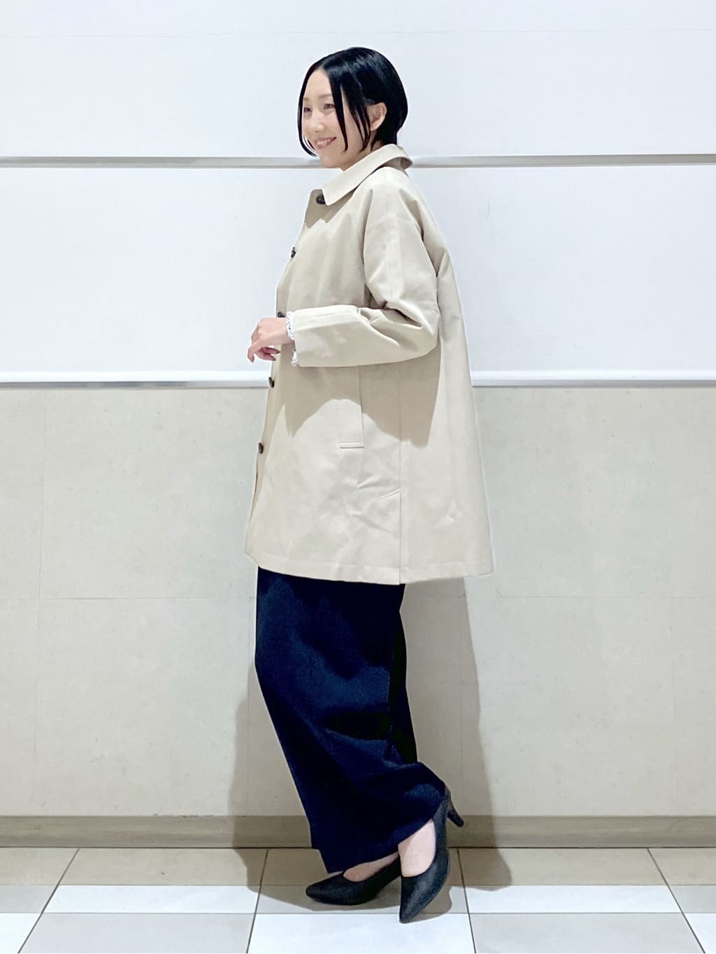 eriko さんの「Dessin｜【花粉ガード/撥水加工/洗える】ステンカラースプリングコート」を使ったコーディネート