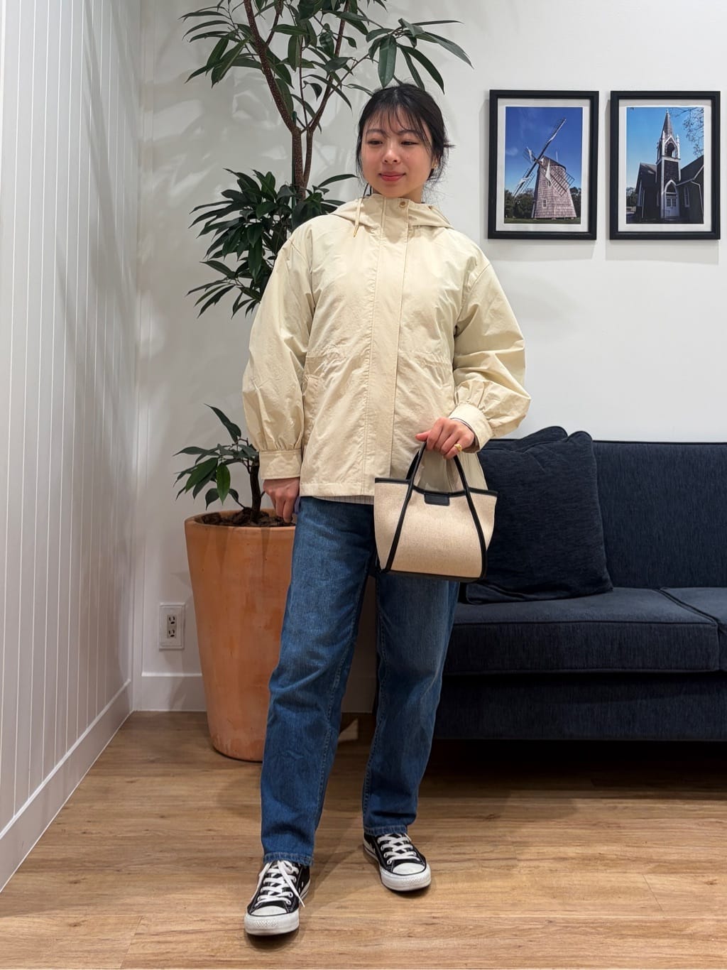 reinaさんの「Dessin｜【洗える】バックボタンオーバーシャツ」を使ったコーディネート