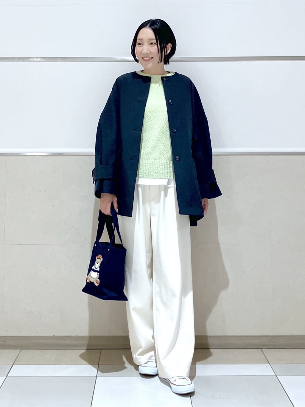 eriko さんの「Dessin｜【花粉ガード/撥水加工/洗える】クルーネックスプリングコート」を使ったコーディネート