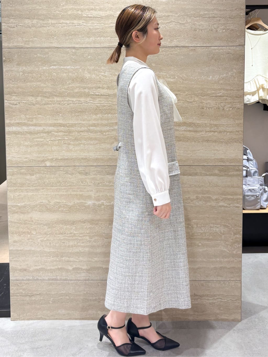 ふうかさんの「index｜アシンメトリーレイヤードボウタイブラウス【洗濯機OK／イージーアイロン／防シワ】《XS～3L》」を使ったコーディネート