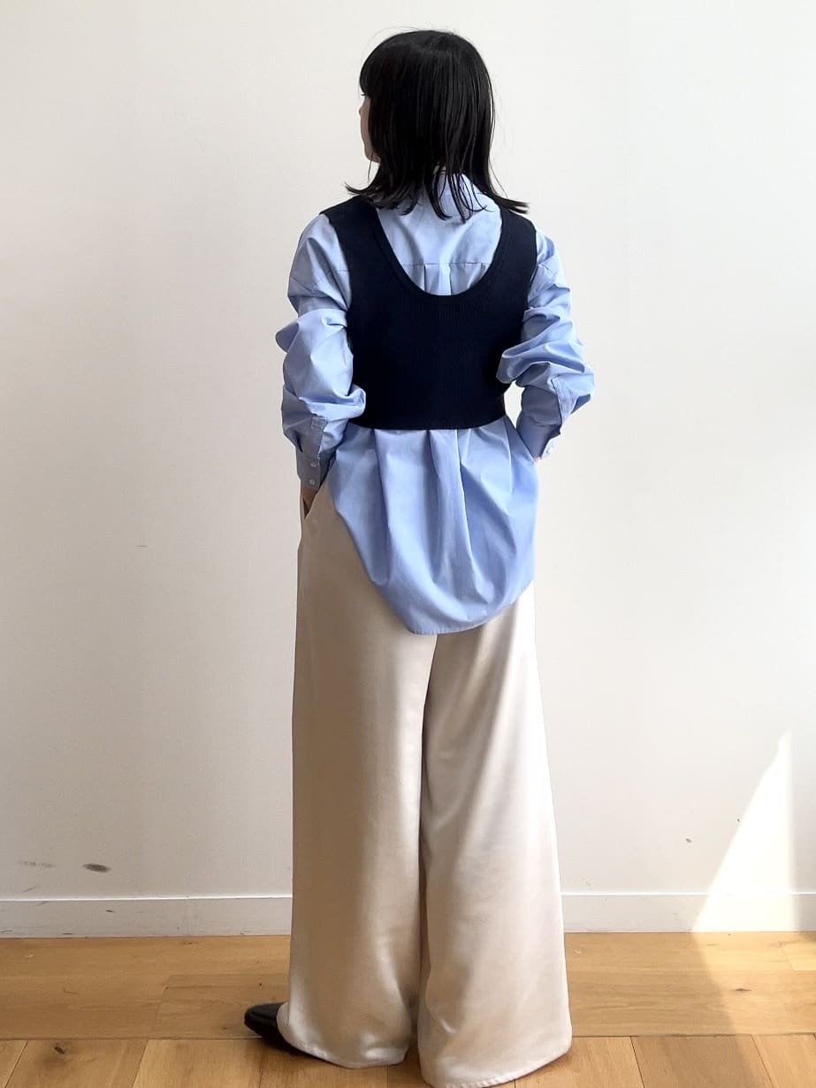 RINAさんの「OPAQUE.CLIP｜レギュラーカラーシャツ／ストライプアソート【洗濯機OK】」を使ったコーディネート