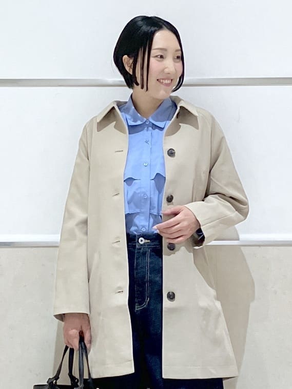 eriko さんの「Dessin｜【花粉ガード/撥水加工/洗える】ステンカラースプリングコート」を使ったコーディネート