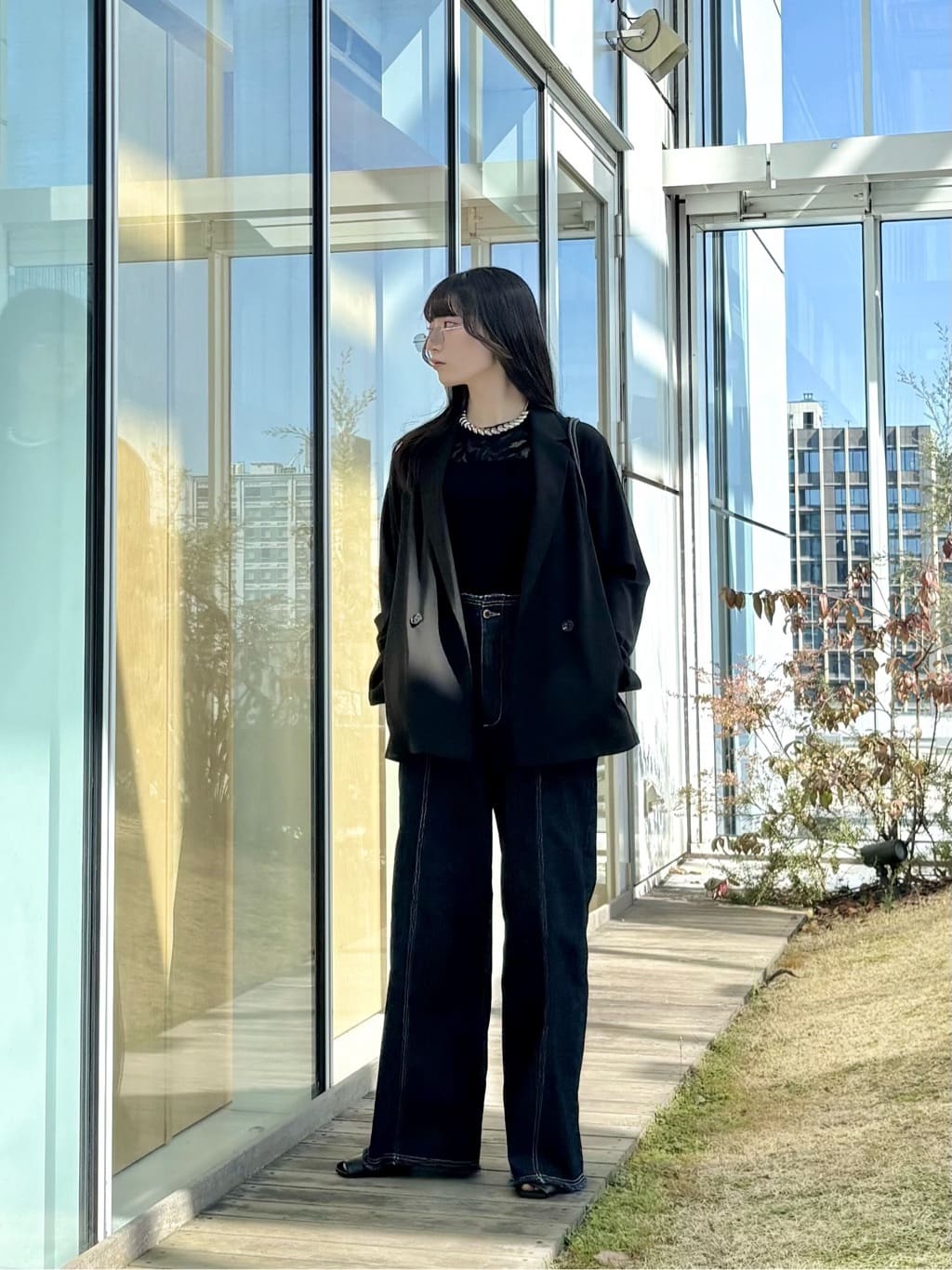 ibukiさんの「INDIVI｜Comfy SET UP｜ダブルブレストイージージャケット【セットアップ対応／通勤／カセット服／接触」を使ったコーディネート