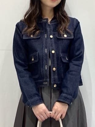 komaさんの「OPAQUE.CLIP｜ミニマルノーカラーデニムジャケット【洗濯機OK】」を使ったコーディネート