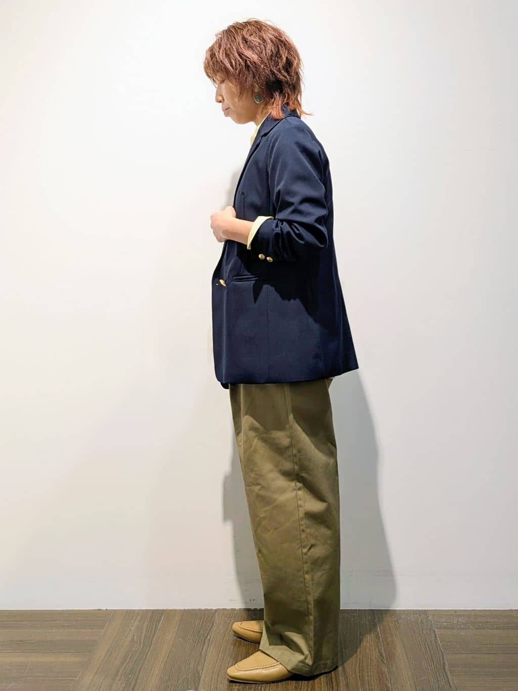 4410さんの「THE SHOP TK｜【通勤にもデイリーにも】CAVIAN 金ボタンダブルブレストジャケット」を使ったコーディネート