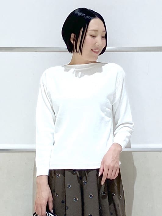 eriko さんの「Dessin｜【洗える】ミドルゲージボートネックカラーニット」を使ったコーディネート