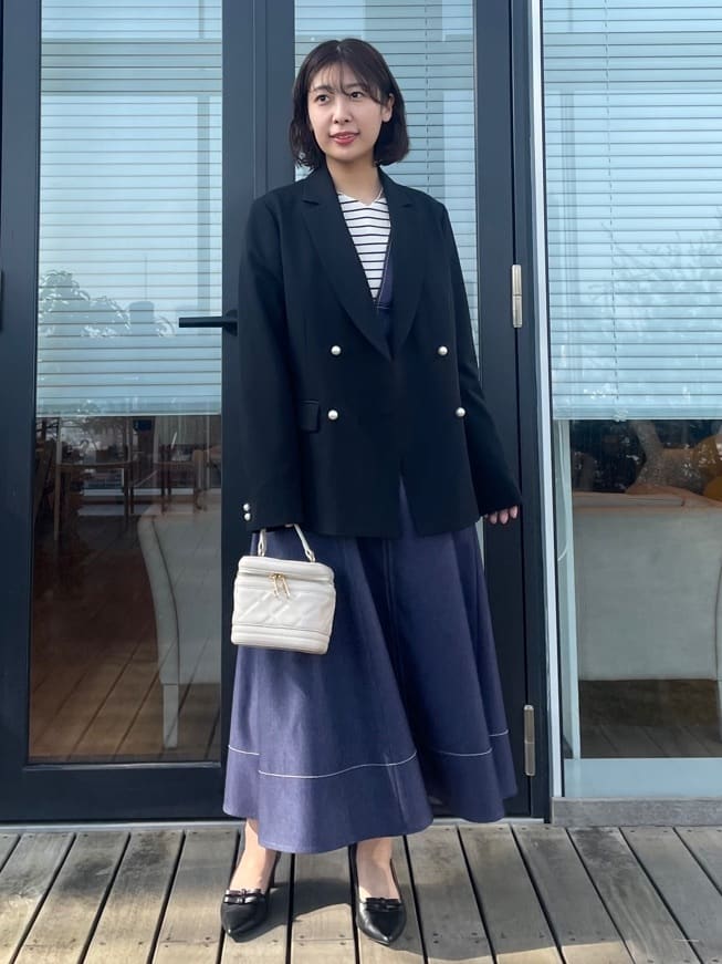 abeさんの「Couture brooch｜【洗える・通勤】パール調ボタン テーラードジャケット」を使ったコーディネート