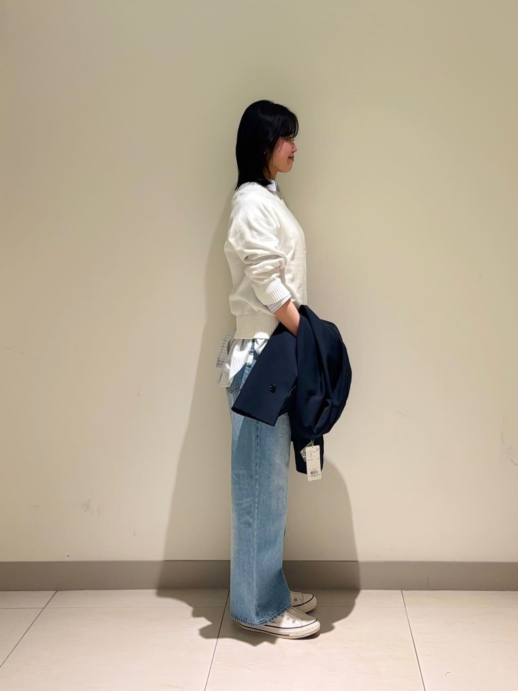 mayuさんの「Dessin｜【花粉ガード/撥水加工/洗える】クルーネックスプリングコート」を使ったコーディネート