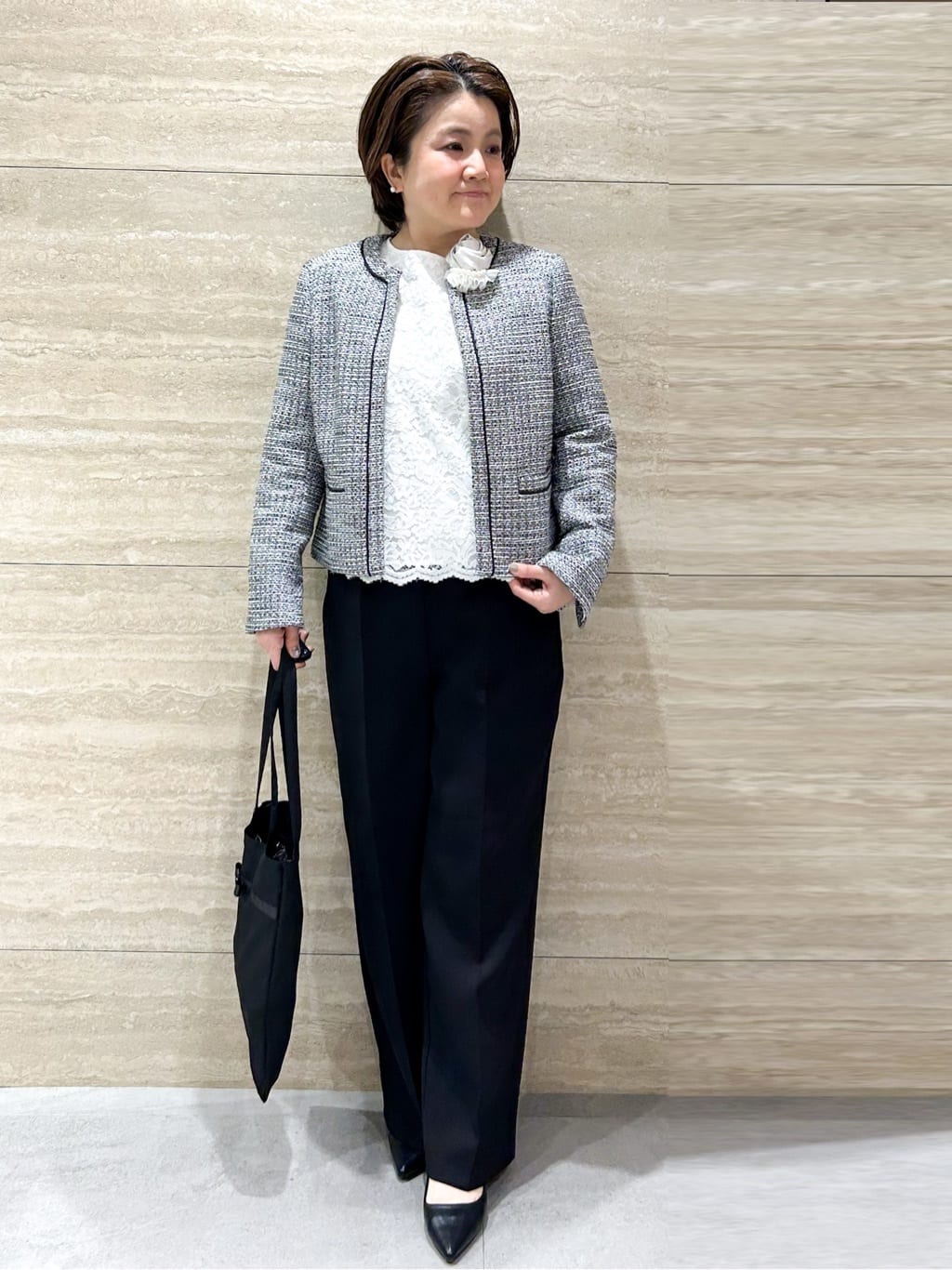 NAMIさんの「OPAQUE.CLIP｜《通勤対応》 コットンツイードジャケット」を使ったコーディネート