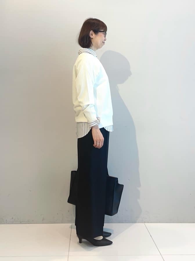 murayamaさんの「INDIVI｜【洗える／キレイ色】体型カバー無縫製ニット」を使ったコーディネート
