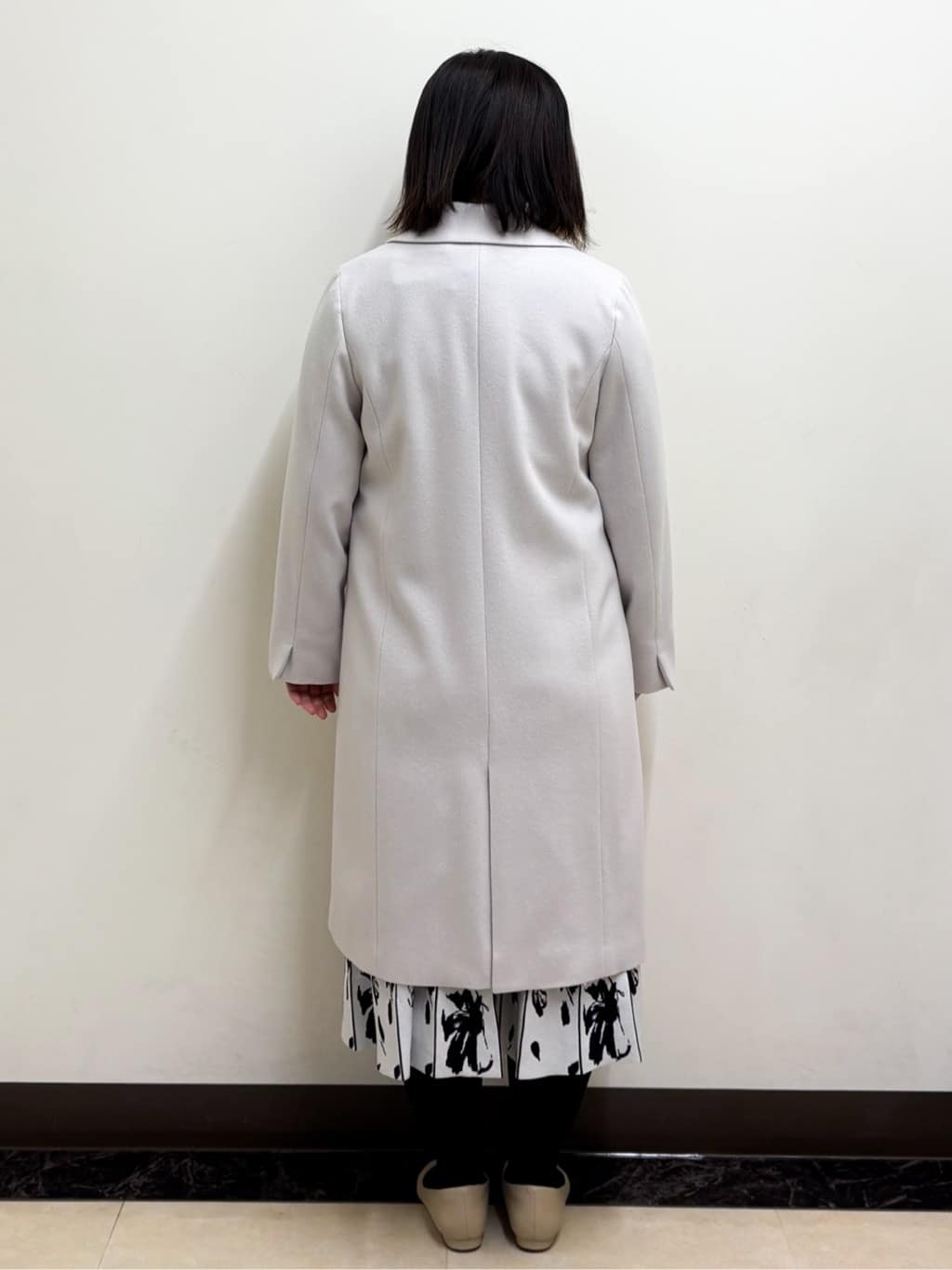 ミヨさんの「Reflect｜【SS-4Lサイズ／選べる6色】テーラードカラーロングウール混コート」を使ったコーディネート