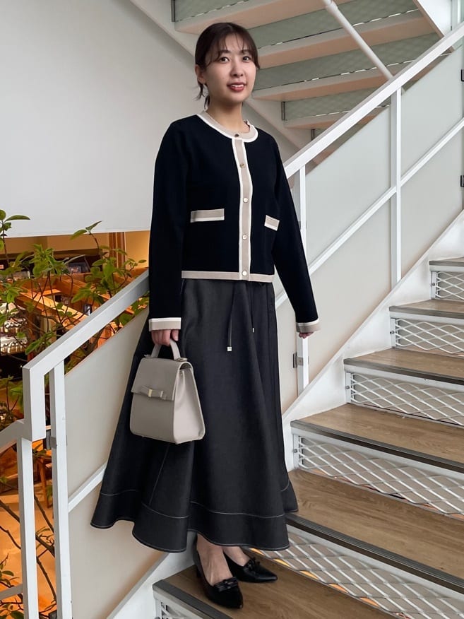 abeさんの「Couture brooch｜【洗える】デニムライク細リボンスカート」を使ったコーディネート