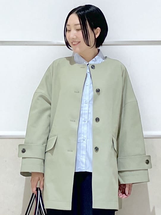 eriko さんの「Dessin｜【花粉ガード/撥水加工/洗える】クルーネックスプリングコート」を使ったコーディネート