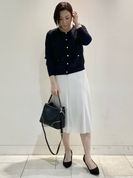 フミさんの「Reflect｜【着映え◎】ツイード風ニットカーディガン」を使ったコーディネート