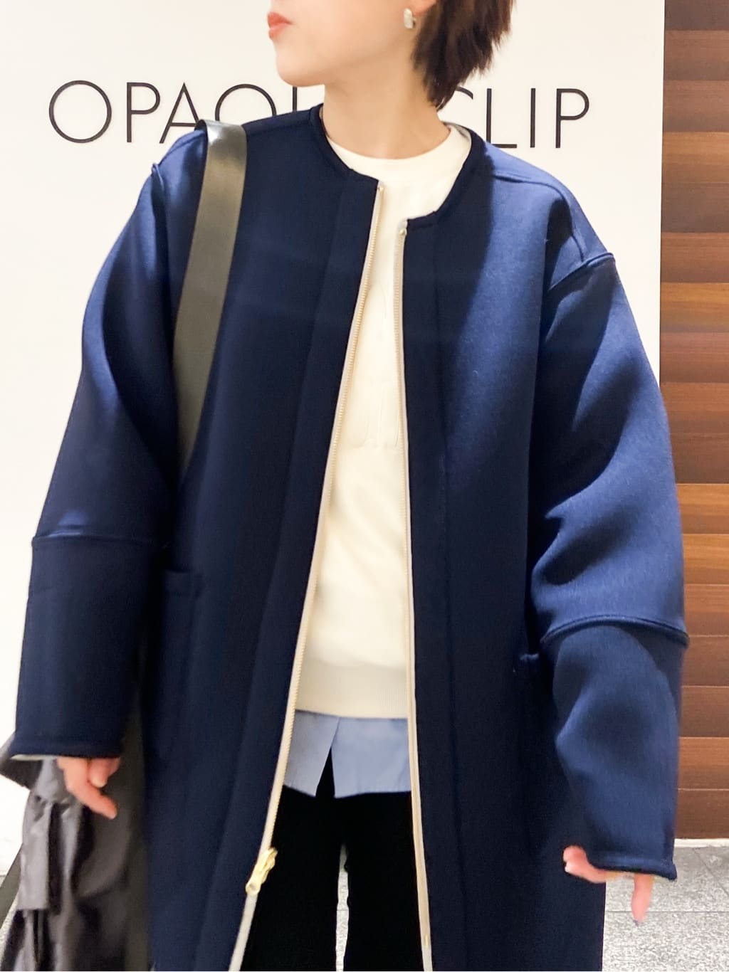 MIHOさんの「OPAQUE.CLIP｜リバーシブル配色ノーカラーコート【洗濯機OK】」を使ったコーディネート