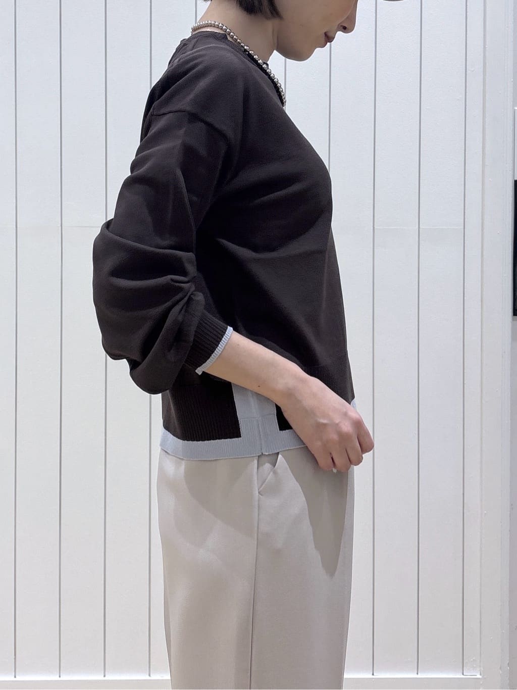 risaさんの「Dessin｜【洗える】バイカラーデザインニット」を使ったコーディネート
