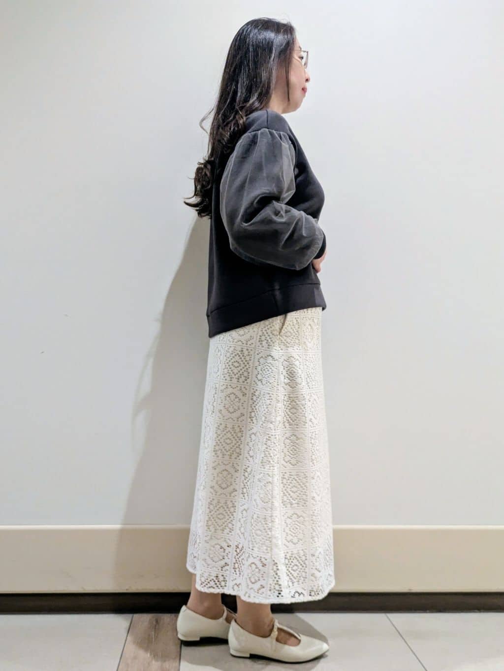imamiさんの「Reflect｜チュールレイヤードスリーブプルオーバー」を使ったコーディネート