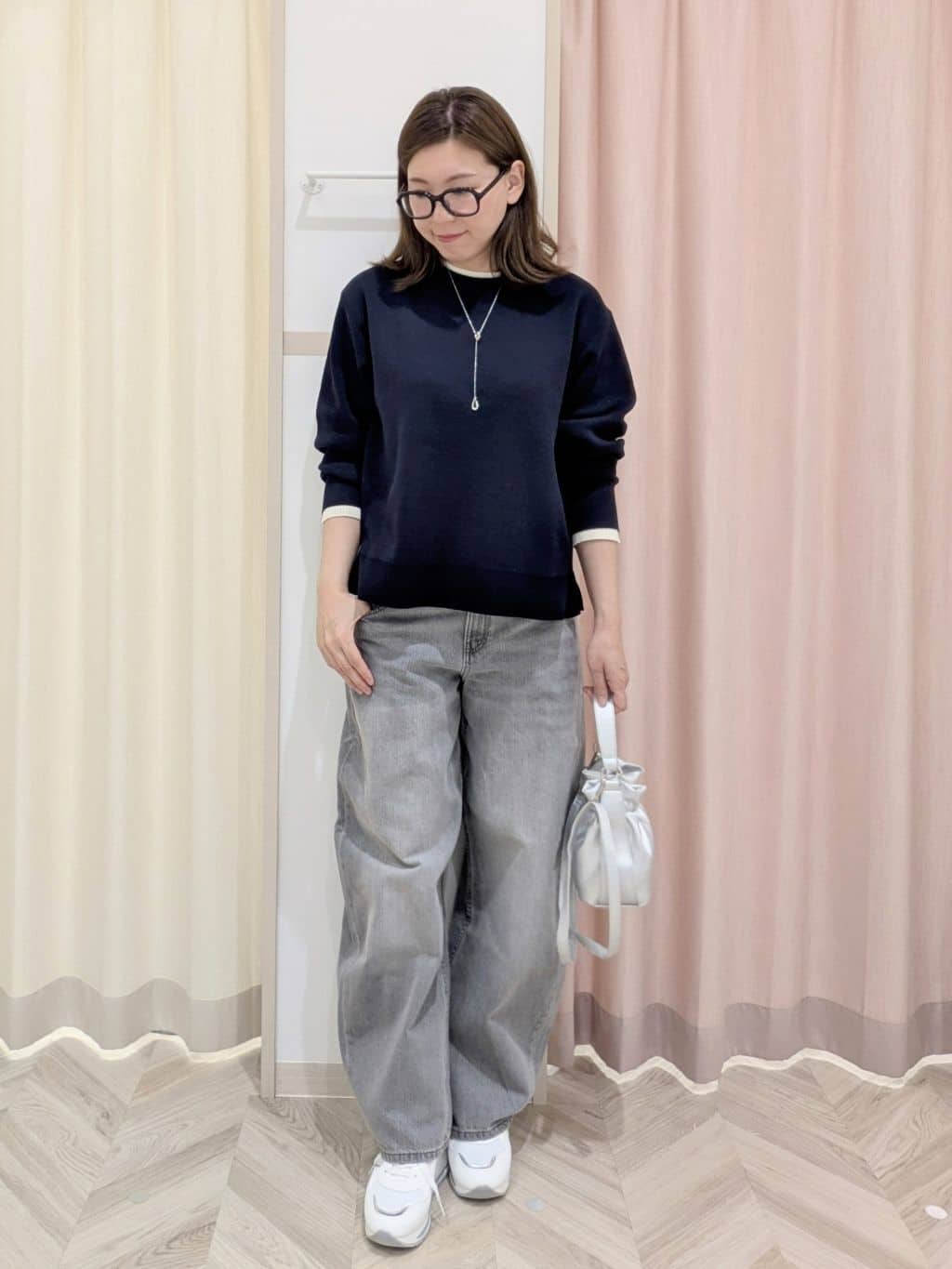 miyuさんの「SHOO･LA･RUE｜【洗濯機可/S-LL/インしなくても着られる】1枚で決まる　レイヤード風スウェットライクニット」を使ったコーディネート